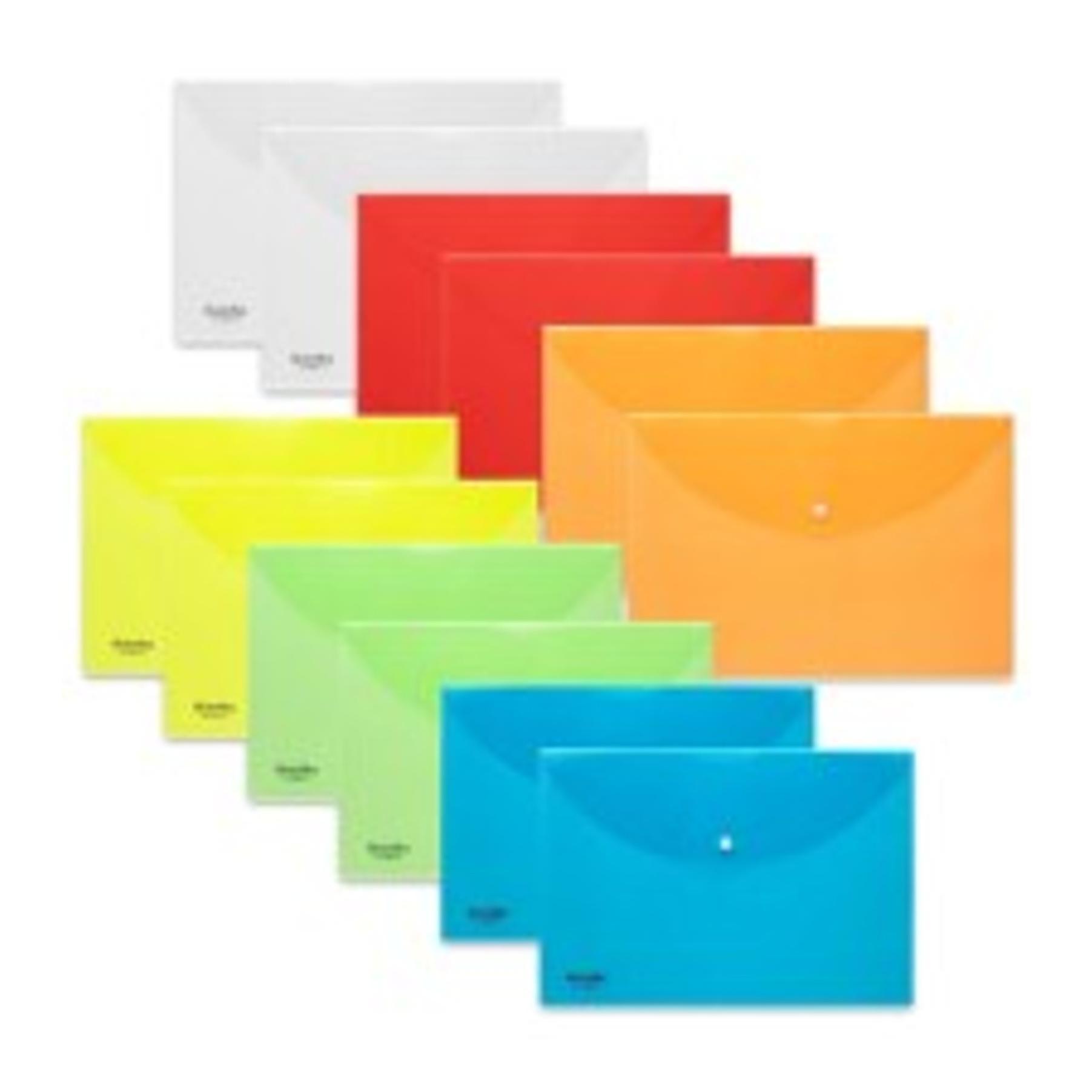 10 Pack Clear Plastic Envelopes with Snap Closure & Label Pocket, Reusable Waterproof Poly Envelopes for A4, US Letter Size, Important Document