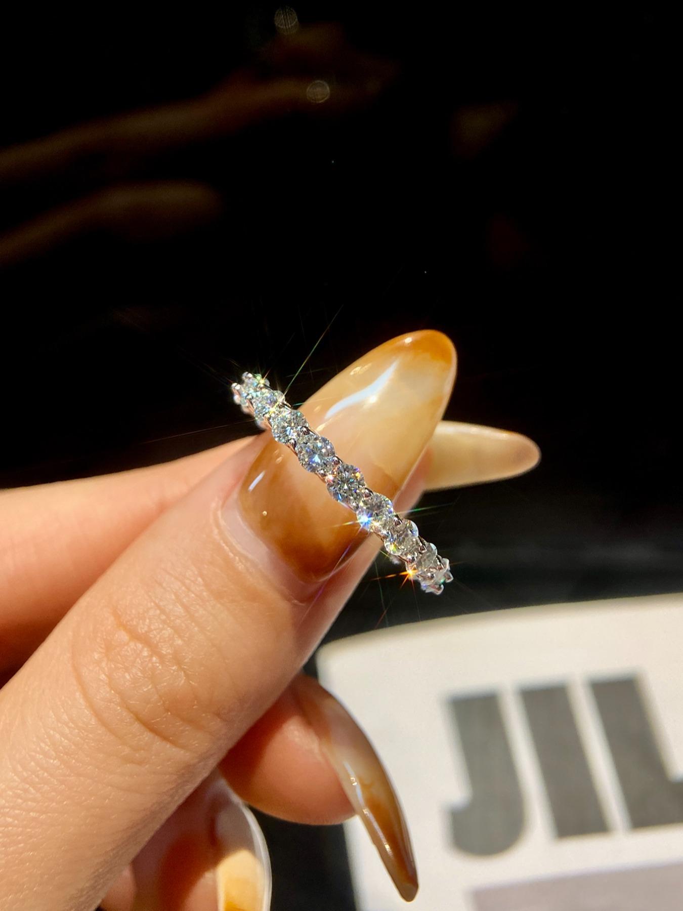 S925 Sterling Silver Fashion Artificial Zirconia Ring, Stackable Ring, Fashion Jewelry for Party, Daily Clothing Decor, Trendy All-match & Exquisite Jewelry for Birthday Gift