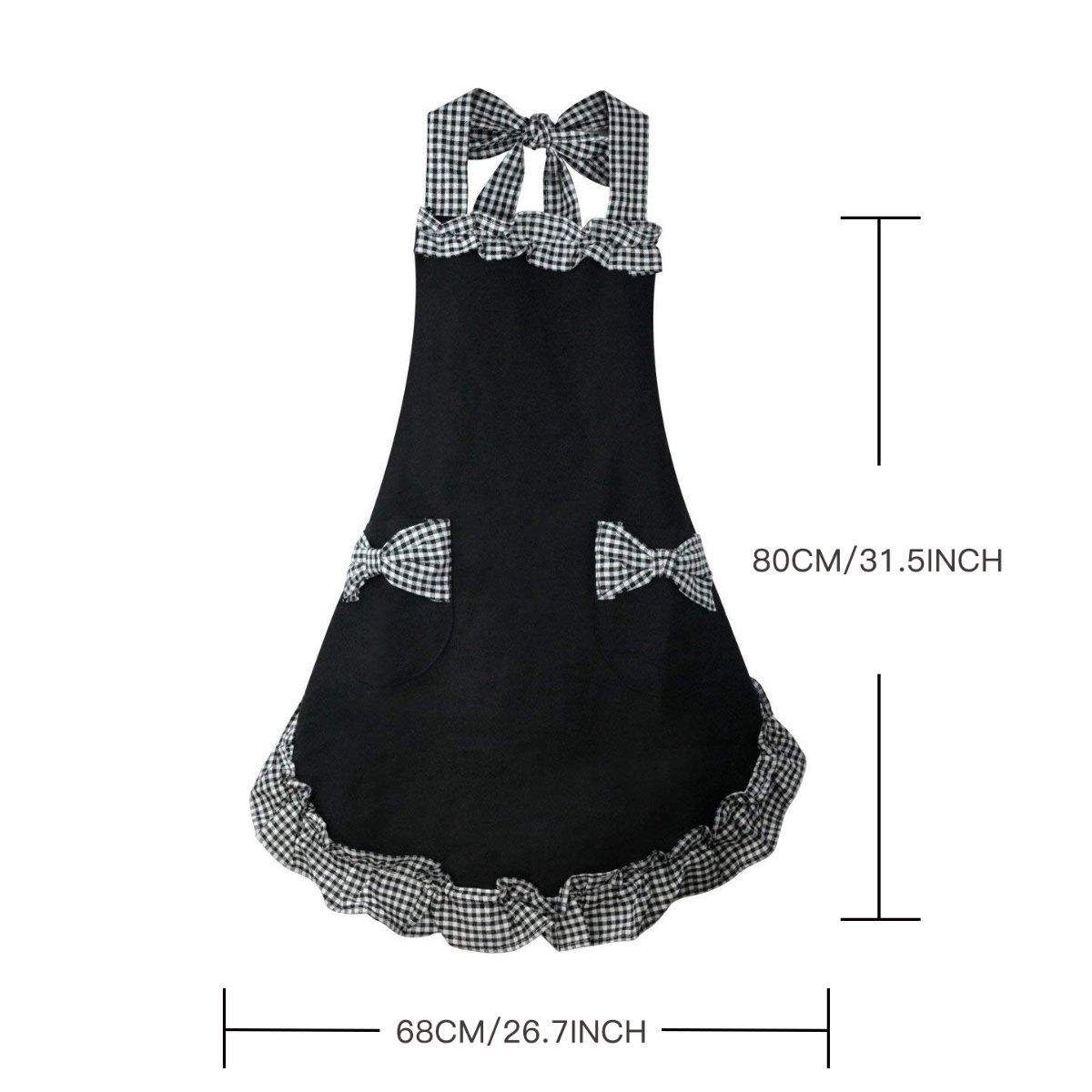 Cute Retro Apron for Women with Pockets, Vintage Kitchen Cooking Baking Gardening Apron, Adjustable with Waist Ties, Gift for Mom Wife Sister Grandma Home Essentials