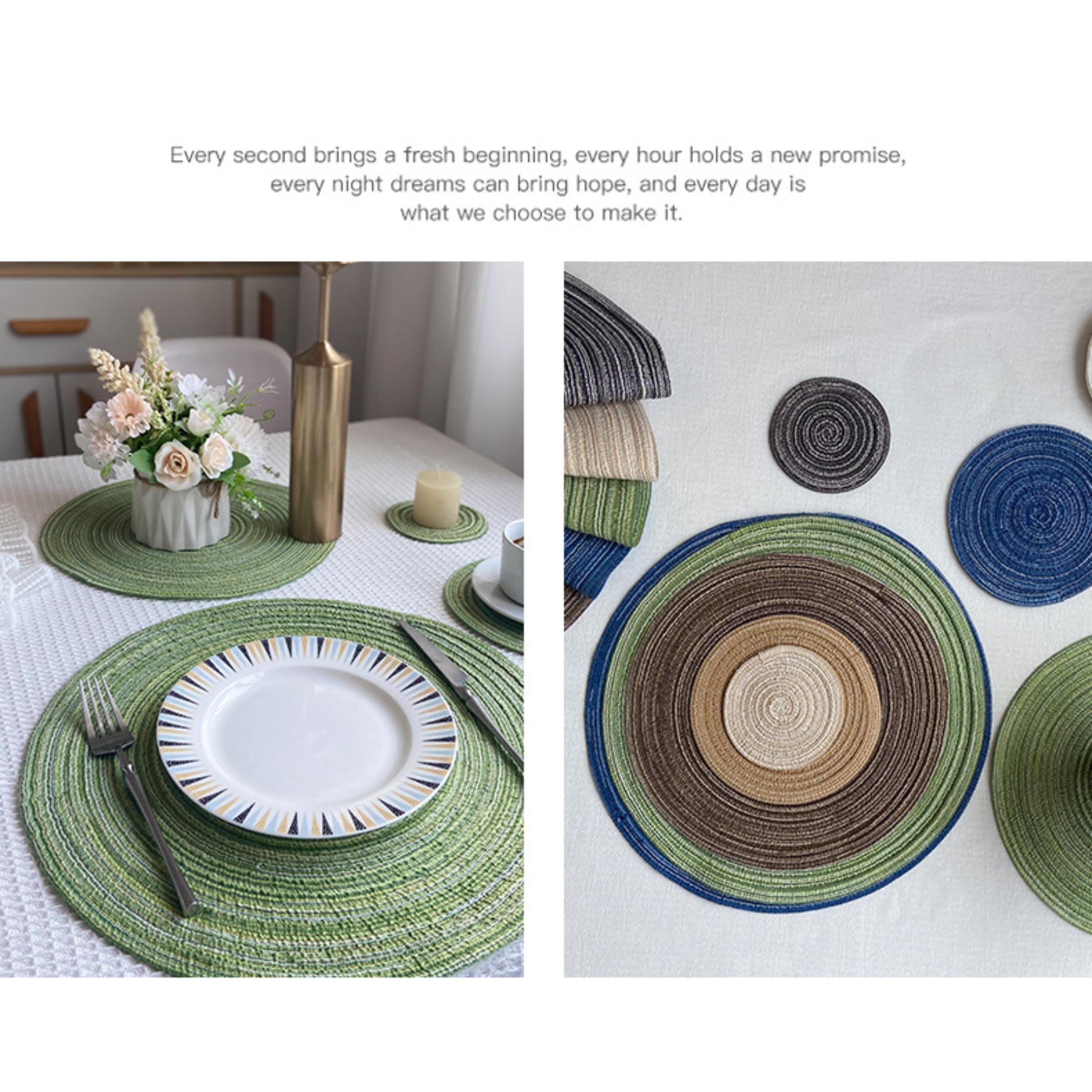 1PC Solid Color Woven Coaster, Heat Resistant Placemat for Cups and Dishes, Polyester Fabric Home Anti-Scald Mat, Wedding Valentine‘s Day Easter St. Patrick’s Day Carnival Decoration