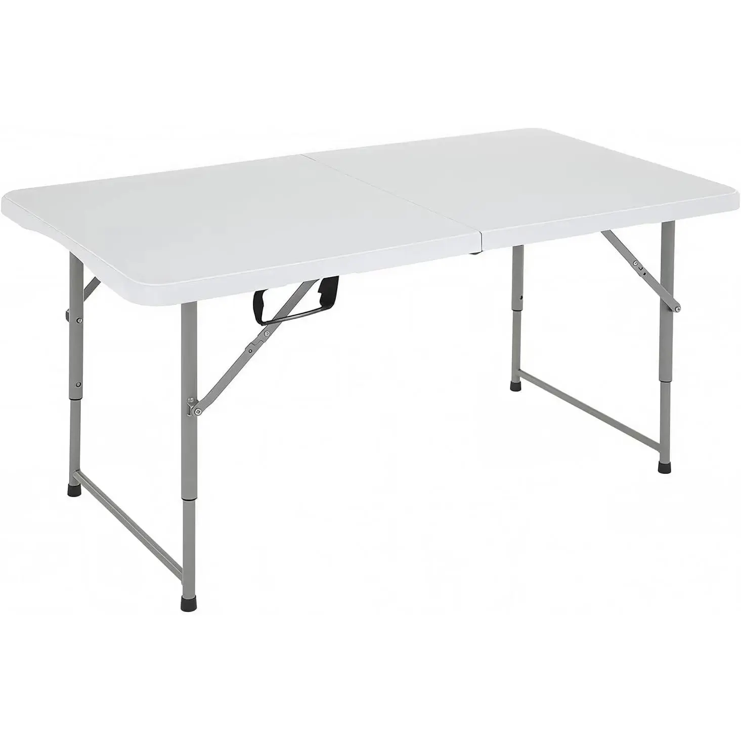 4FT Rectangular Foldable Folding Plastic Table - Lightweight Outdoor Table with Quick Fold & Go Design, Carry-Ready Handle for Picnic, Party Use (White)