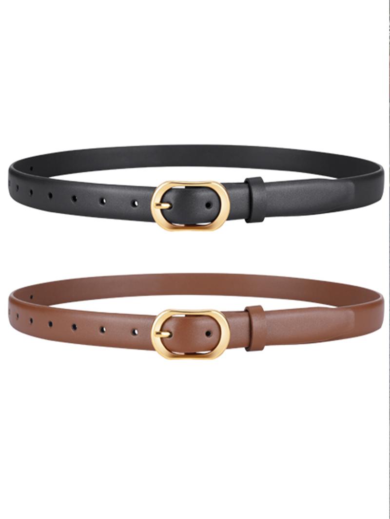 Women's Solid Color PU Buckle Belt, Fashion Belt for Party, Daily Clothing Decor, Trendy All-match & Exquisite Belt for Birthday Gift