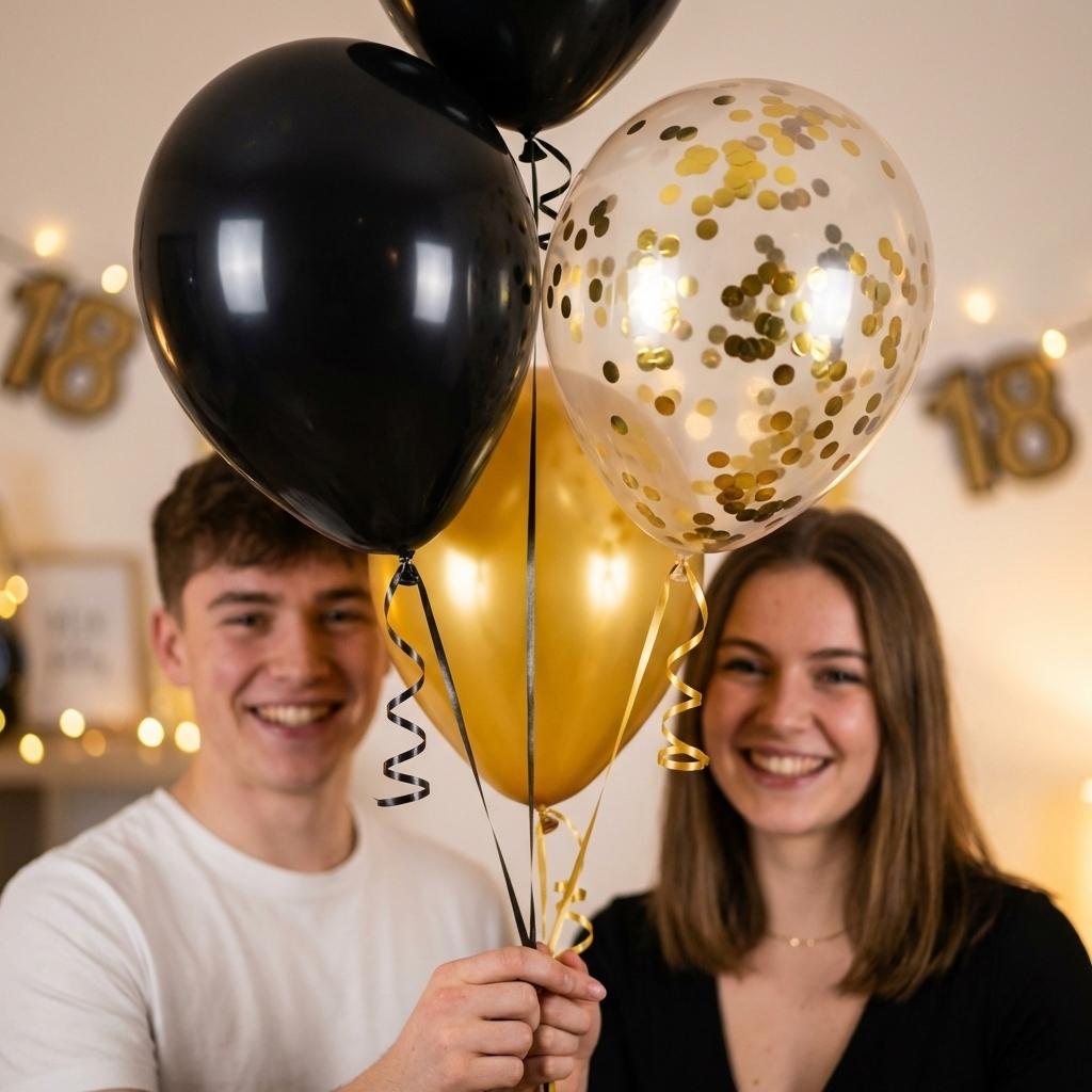 18pcs Classic Gold Sequins Mixed Latex Balloons, Adult Milestone Celebration Decoration, Commercial Banquet Background Decorations