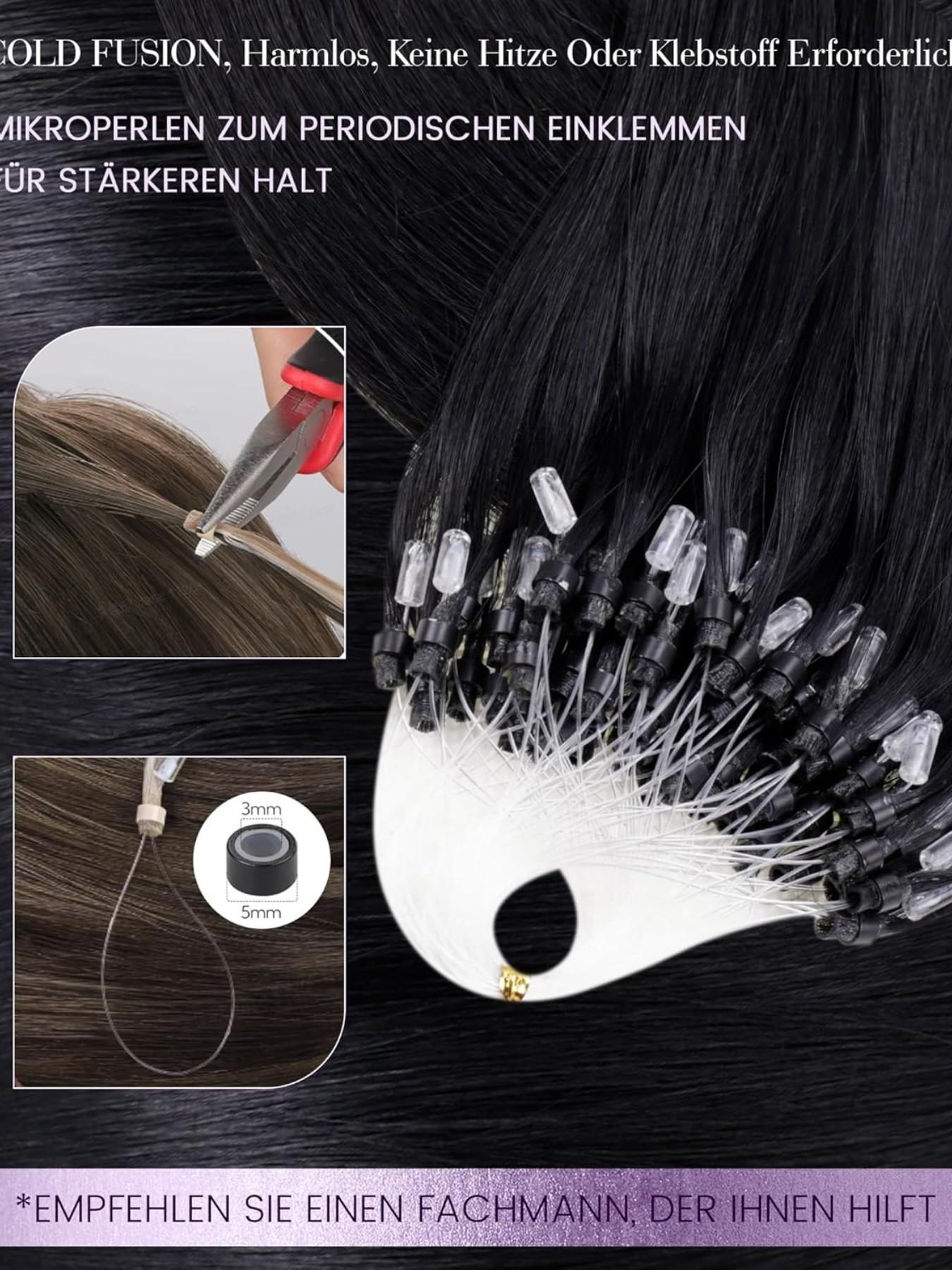 Invisible Micro Nano Bead Hair Extensions, Thin Ring Hair Clips, Real Human Hair Extensions, Thick Invisible Pearl Rings