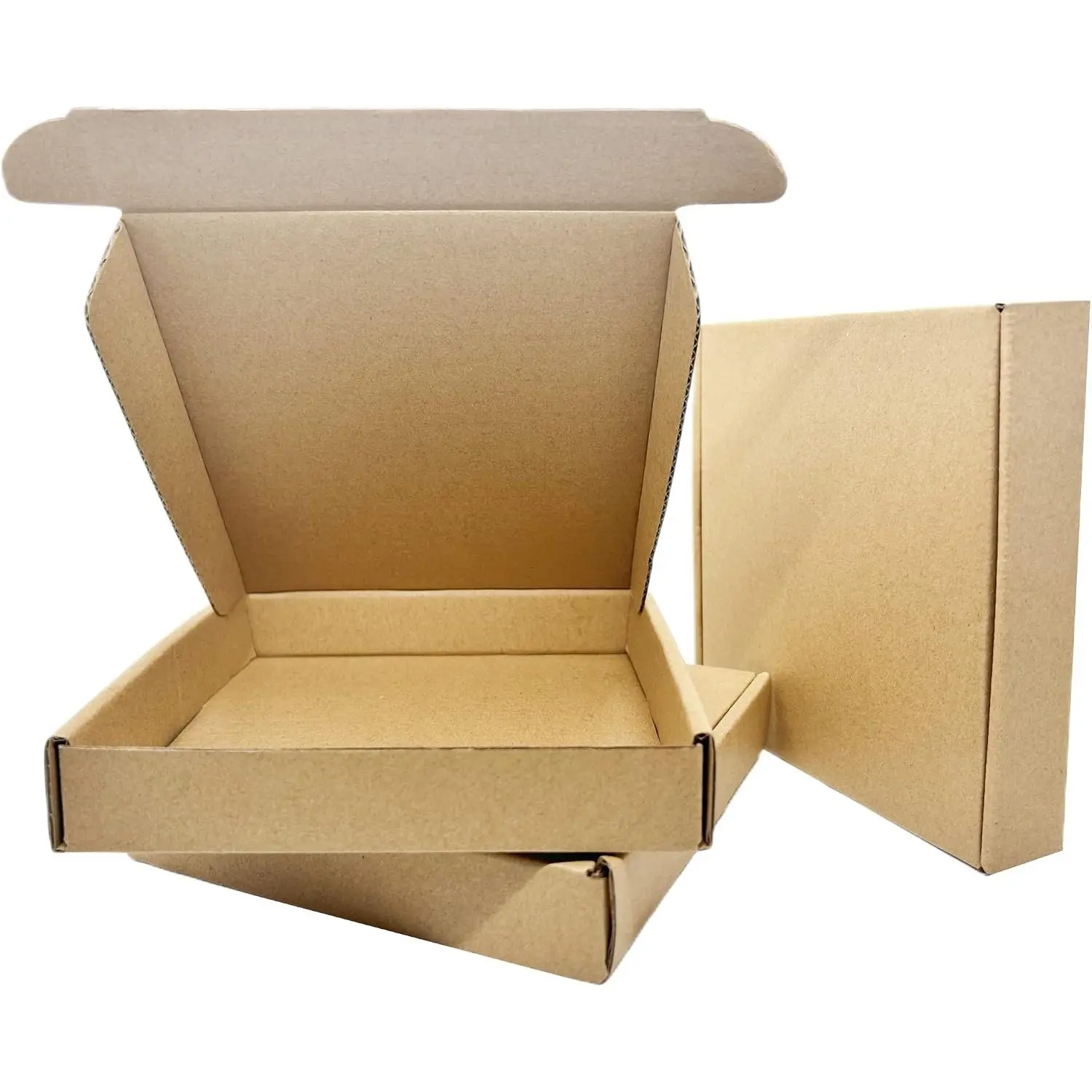 Modern Rectangular Corrugated Paper Mailing Boxes, 6x6x1 In Sturdy Small Storage Boxes for Home Organiser & Mailing Needs, Set of 10