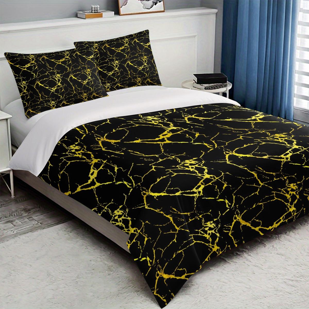 Marble Pattern Bedding Set, Includes Duvet Cover and Two Pillowcases, 100% Polyester, Suitable for Bedroom and Guest Room, Decorative Bedding Set