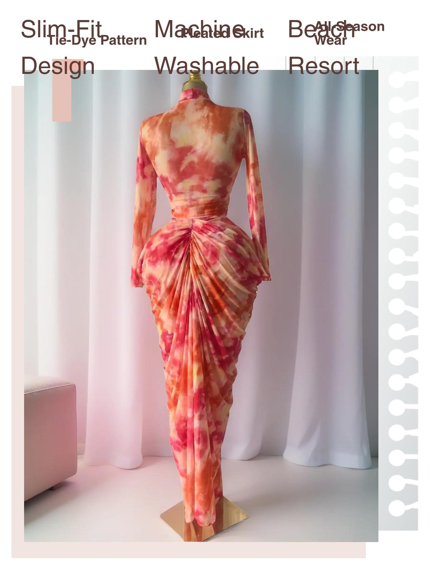 PULKRITU Elegant Women's Tie Dye Printed Two Piece Set Outfits, Wrap Long Sleeve Crop Top + Ruched Maxi Skirt , Casual Beach Resort Birthday, Vacation Street Lady Two-Piece Set,Female Fashion 2 Piece Co-ord Set PULKRITU Elegant Women's Tie Dye Printed Two Piece Set Outfits, Wrap Long Sleeve Crop Top + Ruched Maxi Skirt , Casual Beach Resort Birthday, Vacation Street Lady Two-Piece Set,Female Fashion 2 Piece Co-ord Set