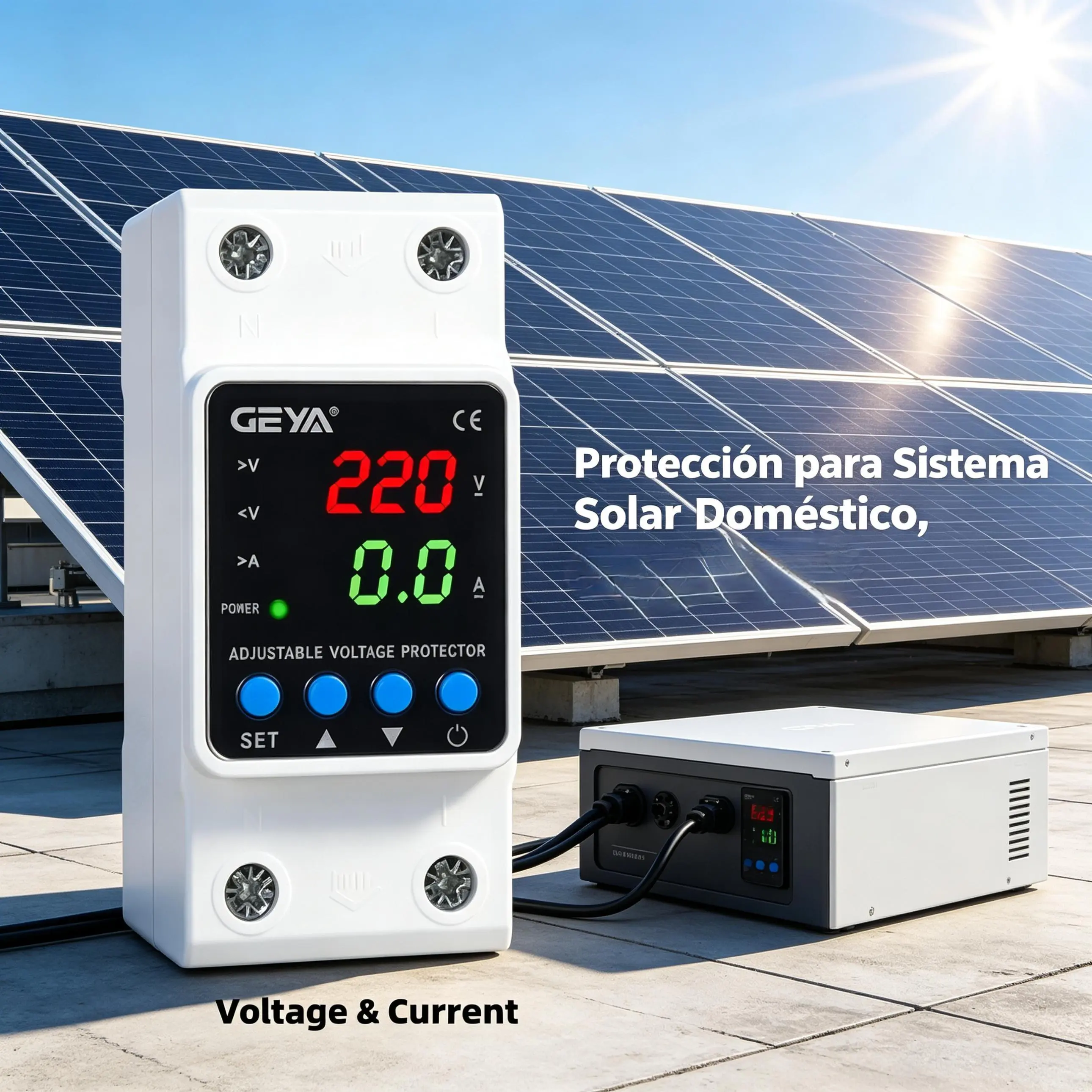 GEYA Rectangular Adjustable Voltage Overload Protector with Digital Display, 2P 40A/63A Rating, 110V/220V 40-70Hz AC, 130-300V/220V AC, DIN Rail Mount Electrical Breaker for Home Improvement