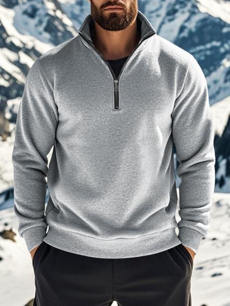 Men's Half - Zip Pullover with Contrast Lining - Stand - Up Collar, Ribbed Trim, Athletic Fit. Designed for All - Weather Performance in Outdoor Settings, Suitable for Alpine Hikes, Urban Commutes, Winter Training & Athletic Sweatshirt