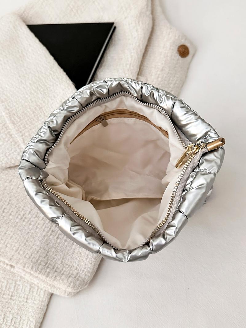 Retro leopard print design fashion cotton-padded makeup bag, Vintage vanity bag, small-scale pleated design casual simple versatile handbag, lightweight small change purse, and fashionable, suitable for daily commuting, shopping and travel, etc.