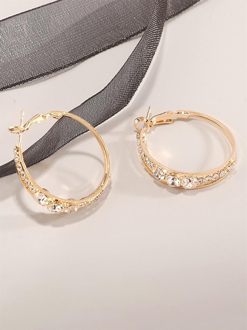 Fashion Rhinestone Decorated Hoop Earrings, Lightweight Earring, Elegant Women's Anniversary Wedding Party Accessories, Minimalist Romantic Aesthetic Jewelry Gift for Her
