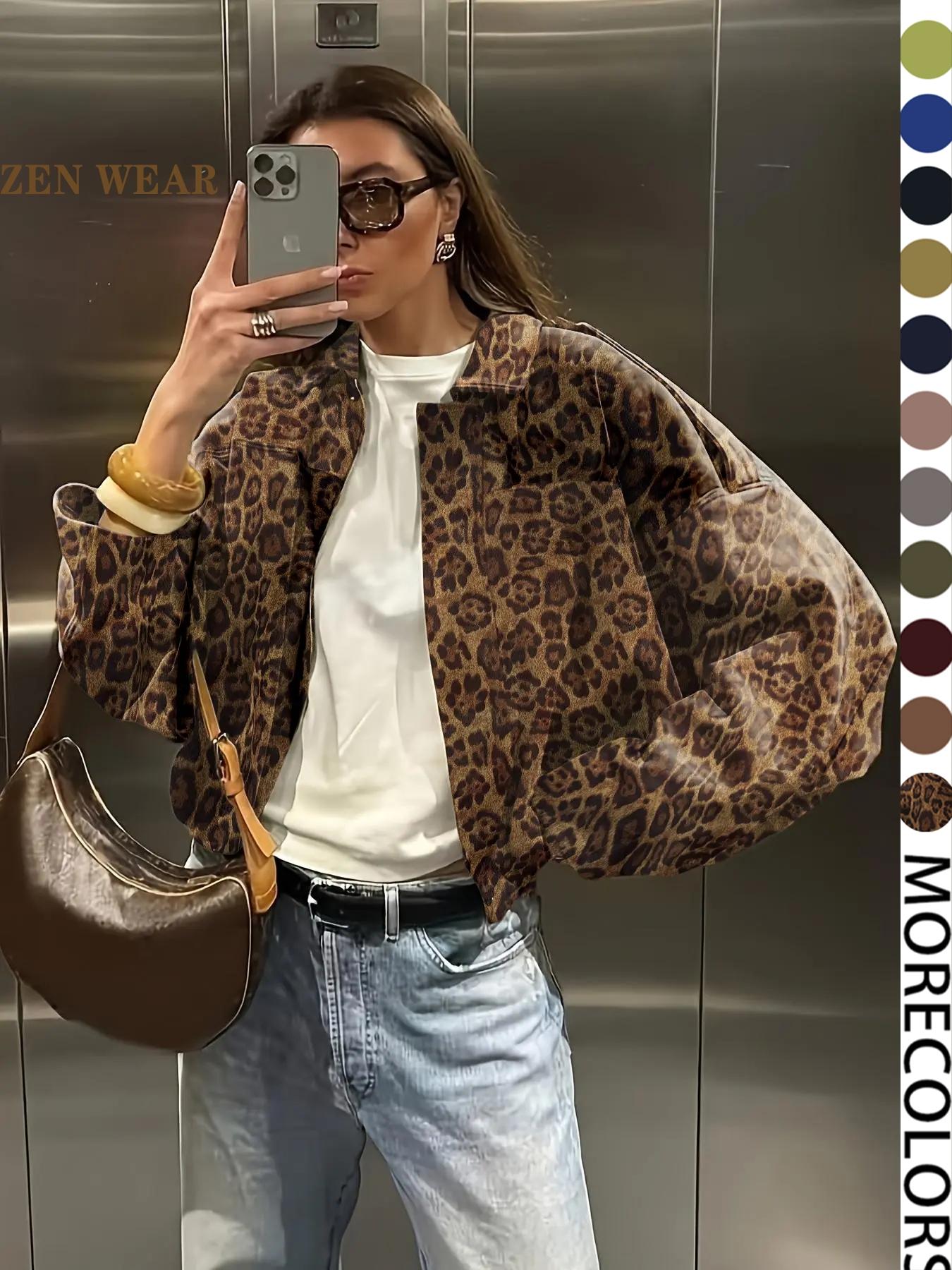 Women's Military Jacket, Army Green Loose Fit Coat For Spring & Autumn