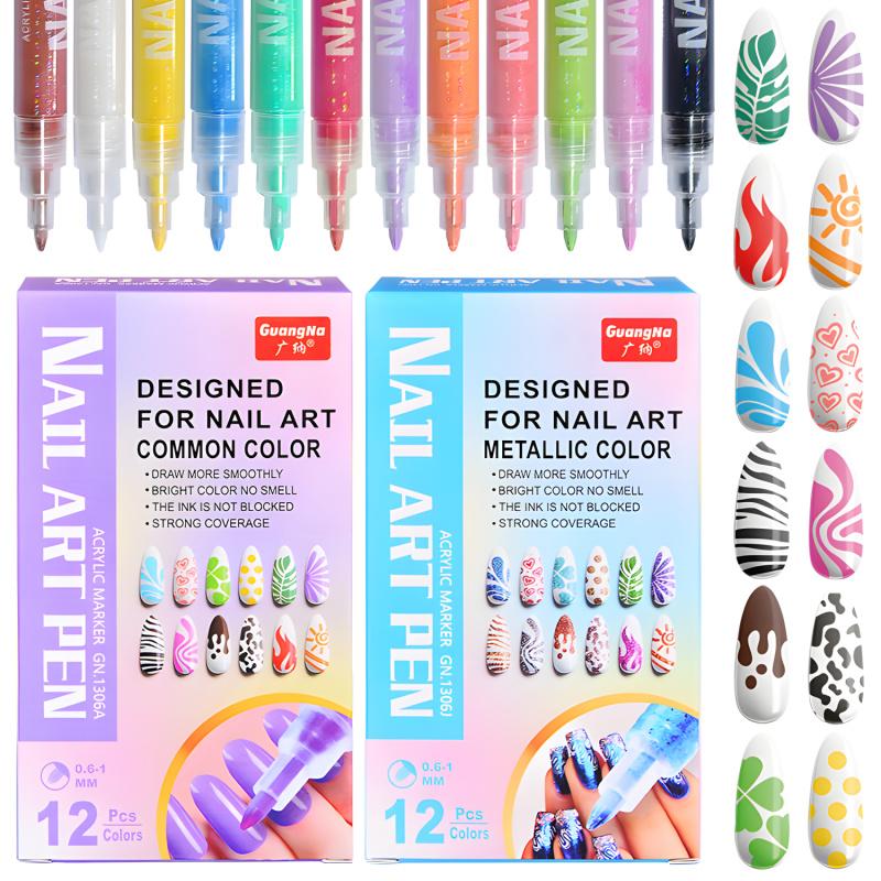 12/24/31 Colors Nail Art Pens Set, Nail Art Markers Polish Pen for 3D Nail Art, Drawing Painting Liner Brush for DIY Nail Art Beauty Adorn Manicure Tools