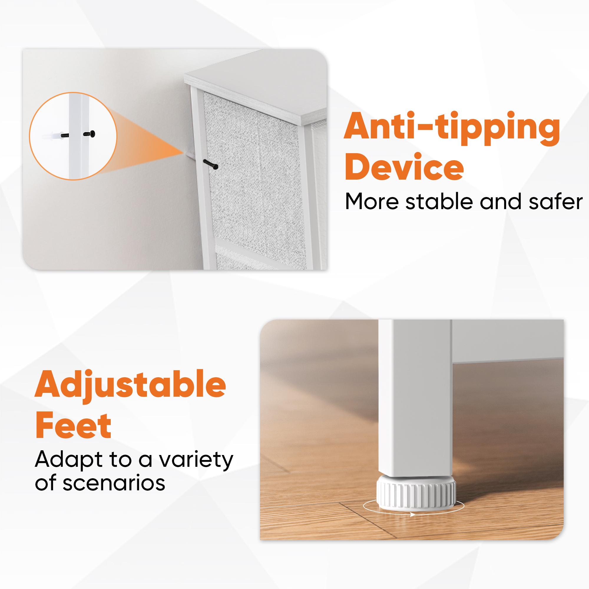 Tall Fabric Dresser with 8 Drawers, Wooden Top Storage Tower with Steel Frame for Closet, Nursery, Entryway, Kid's Room, Easy Assembly