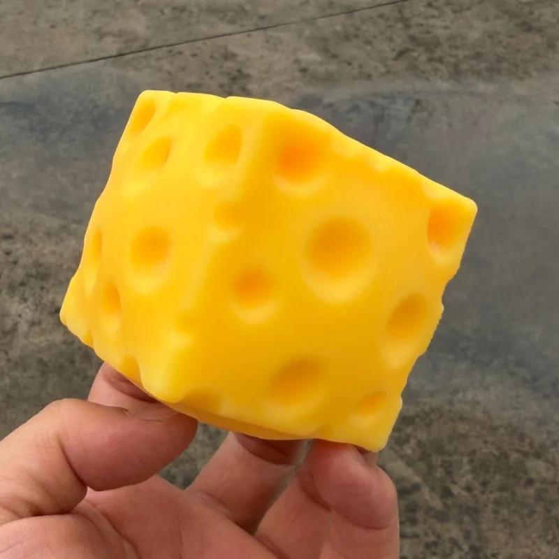 Cheese Cube Stress Ball Shapeable Squeeze Decor Non-Bounce ASMR Sensory Anti-Stress Relief Gadget Gifts