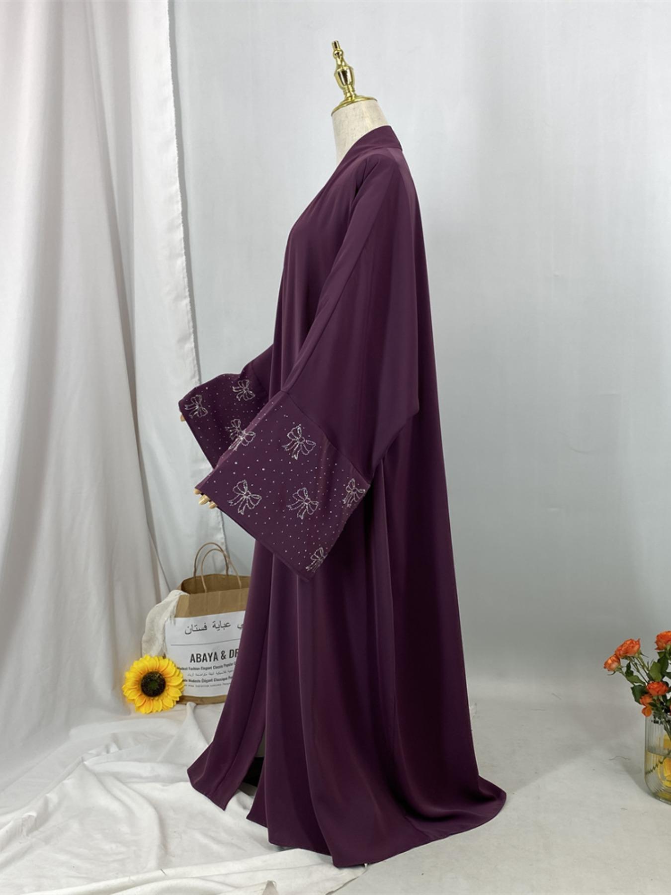 Women's Butterfly Sleeve Open Front Modesty Abaya without Inner Dress, Elegant Long Sleeve Maxi Muslim Clothing for Daily Wear, Ladies Islamic Clothing for All Seasons