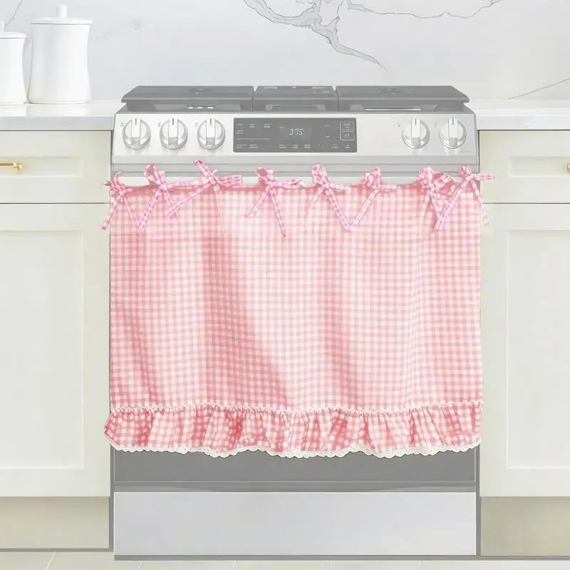 Rustic Kitchen Apron, Handmade Oven Dust Cover, Lace Trimmed, Multiple Straps, Vintage Farmhouse Style, Ideal for Country Homes