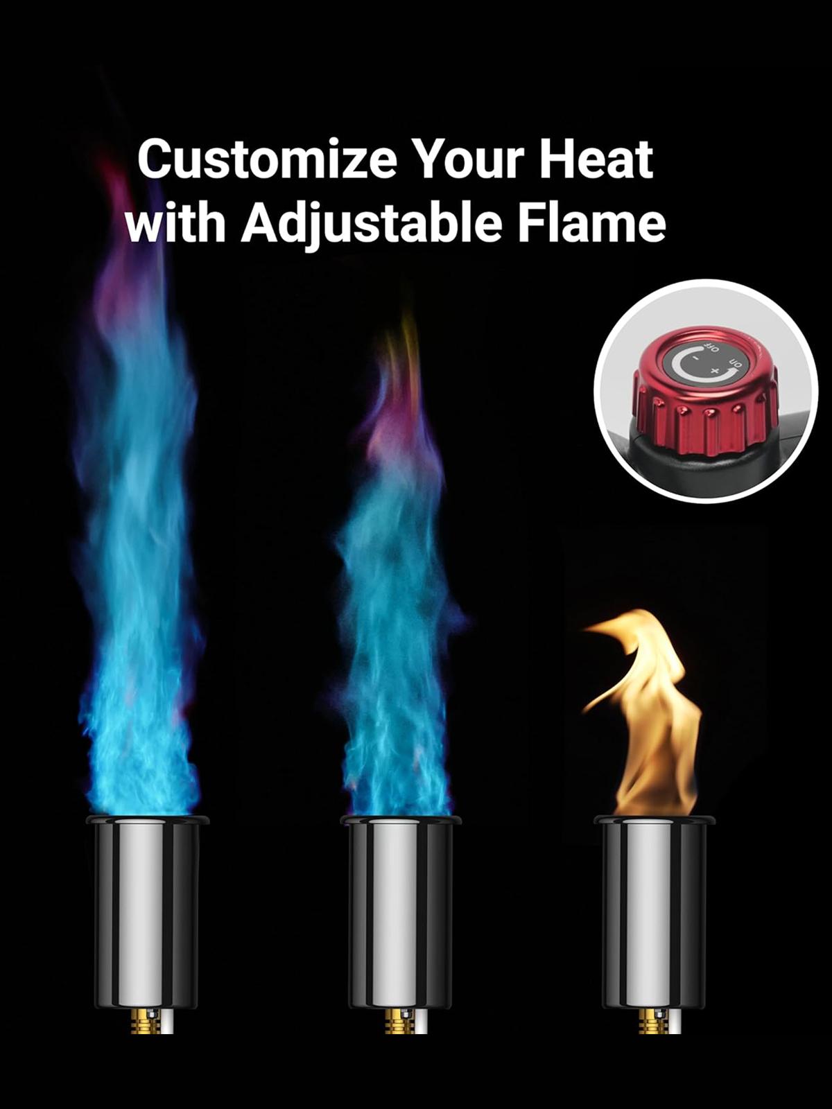 ThermoMaven Propane Torch for Kitchen Cooking, Flamethrower-Style Torch Lighter with Unlimited Adjustable Flame, for Outdoor and Party, Charcoal Starter (Propane Tank Not Supplied), Black Friday and Christmas Gift