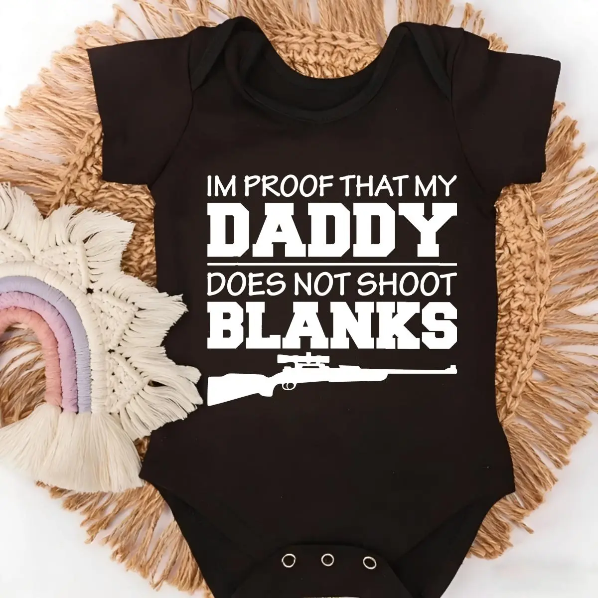 Premium Cotton Baby Bodysuit Daddy Does Not Shoot Blanks Print 100% Pure Cotton Non-Irritating Snap Closure Breathable Stretchy Great For Sleep & Play