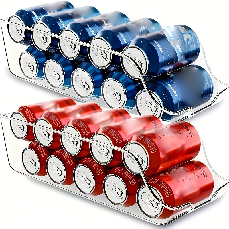 Clear Fridge Organizer Bins Space-Saving Stackable Storage Containers, Durable Acrylic Material for Soda Cans Energy Drinks, Angled Design Portable Organizer for Fridge Freezer Pantry Kitchen Countertop, Ideal for Home Office Party Drink Storage with Rand