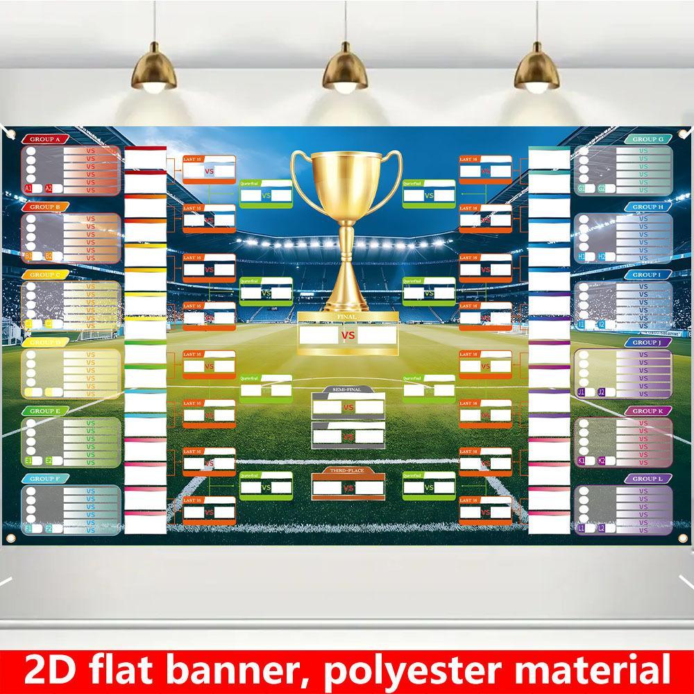 2D Flat Polyester Photography Backdrop Banner, HD Digitally Printed Football Tournament Bracket Design Cloth, Soft Lightweight Foldable Machine Washable Photo Booth Prop for Soccer Game Day Celebrations, Banners, Party Decorations Banners, Backdrop Decora