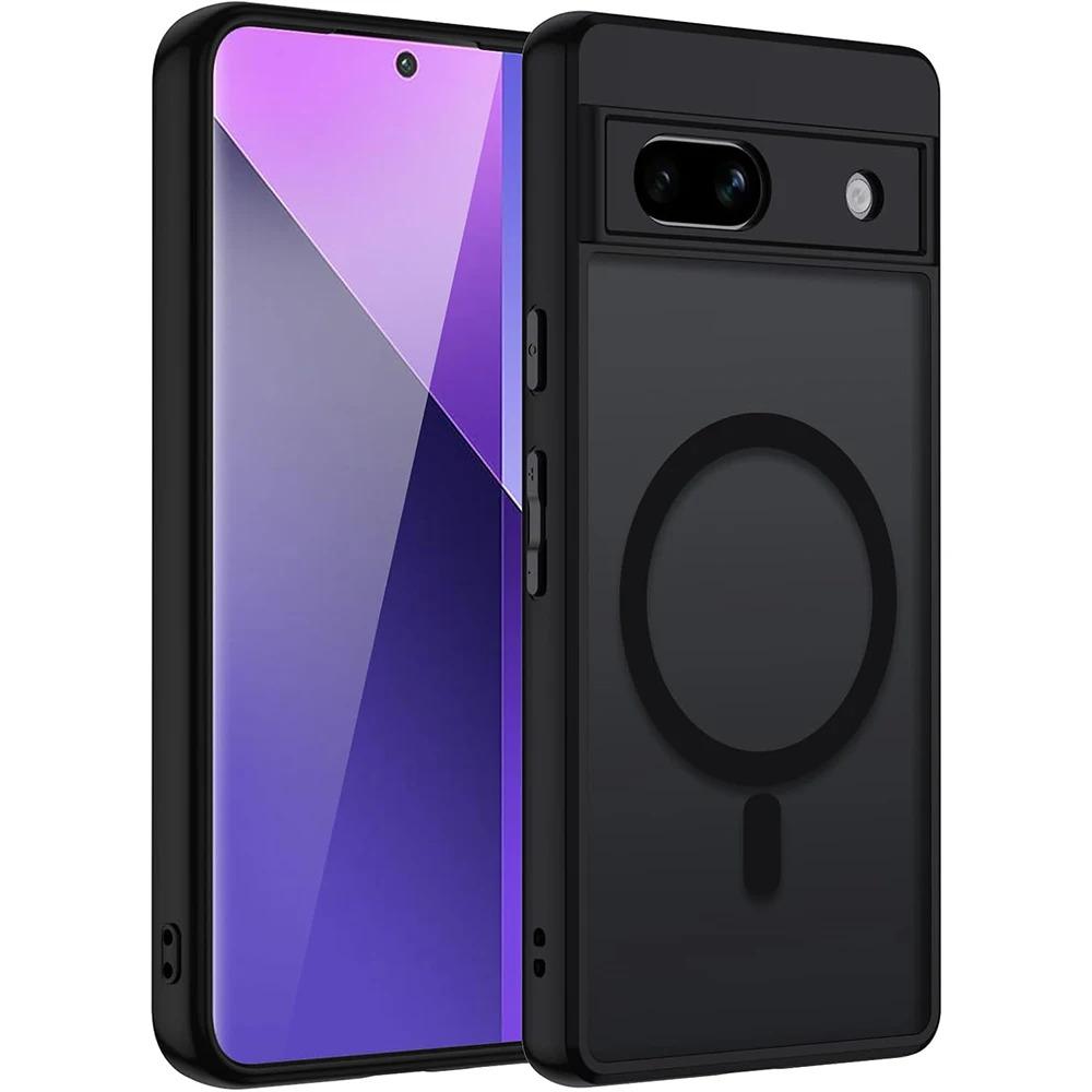 Case for Magsafe Magnetic Wireless Charge Translucent Matte Camera Protection Hard Case Cover For Google Pixel 6 9 8 7 Pro XL 8A 7A