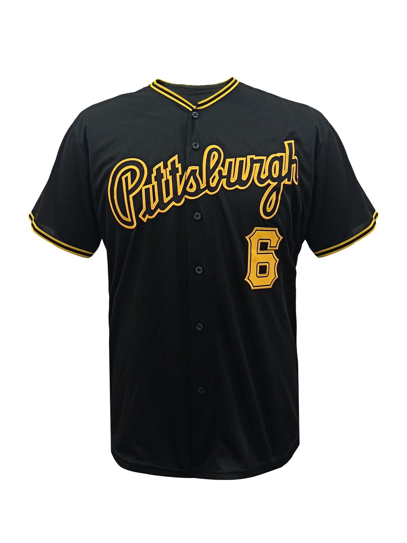Men's Pittsburgh #6 Embroidered Baseball Jersey, Breathable Baseball Shirt,Unisex Stitched Replica Team Uniform, Casual Short Sleeve Fan Top, Athletic Tops, Casual Sports Jersey, Fan Sportswear Top, Sports Clothing