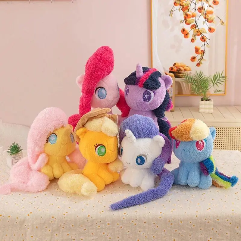 Kawaii My Little Pony Plush Toys Fluttershy Applejack Twilight Sparkle Pinkie Pie Soft Pillow Stuffed Doll Kids Woman Xmas Gift