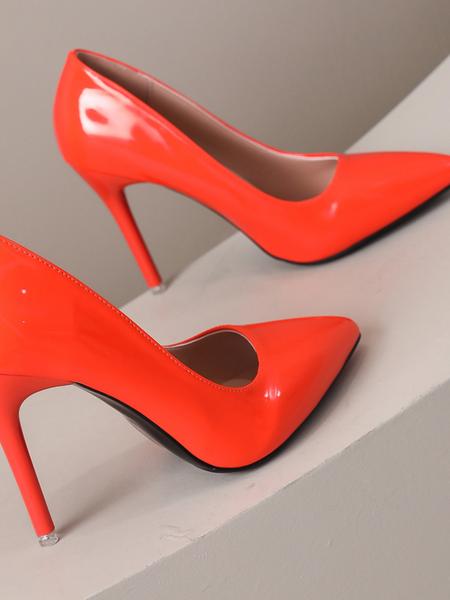 Spring & Fall Women's High Heel Pointed Toe Shoes, 10cm Thin Heels, Fashionable PU Leather, Comfortable Office Wear, High Heel Pumps