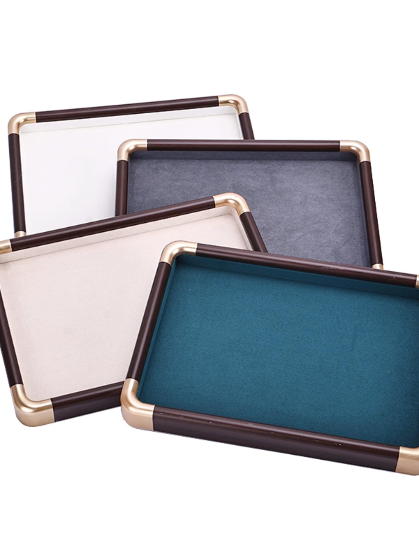 Vintage Walnut Color Jewelry Display Tray, Solid Wood Necklace and Bracelet Stand, Retro Accessory Showcase for Countertop