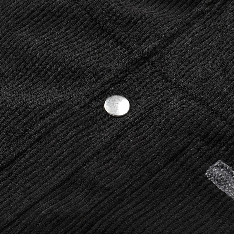 Men's Classic Vintage Corduroy Button-Front Trucker Coat - Menswear, Lapel Collar, Functional Patch Pockets, Relaxed Fit, Soft Fabric Lightweight Shacket for Casual Layering, Street Fashion