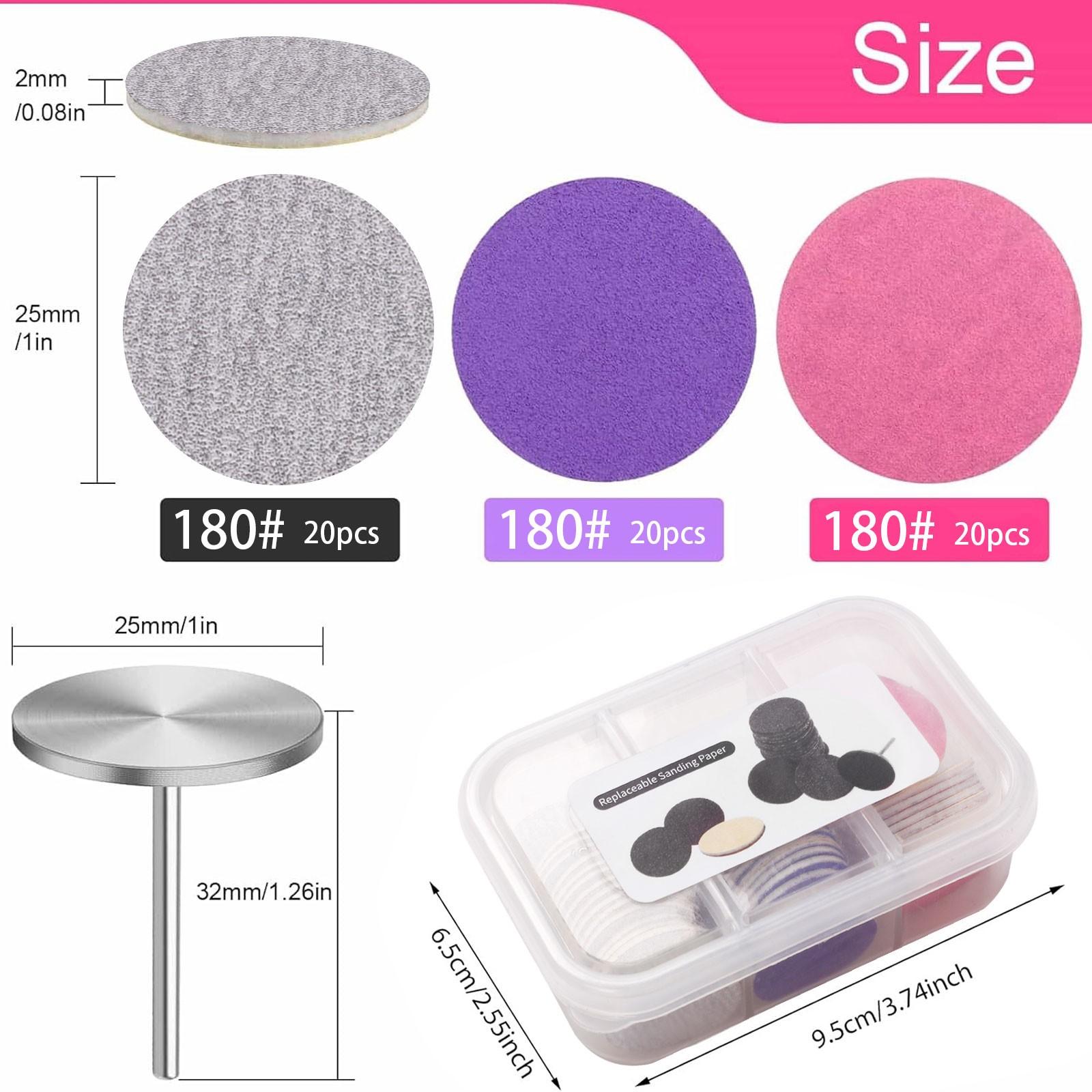 60pcs Pedicure Sanding Paper Discs Set Nail Sanding Bits for Foot File Callus Sander for Feet Scrubber Dead Skin Nail Drill Bit Grinder Sandpaper