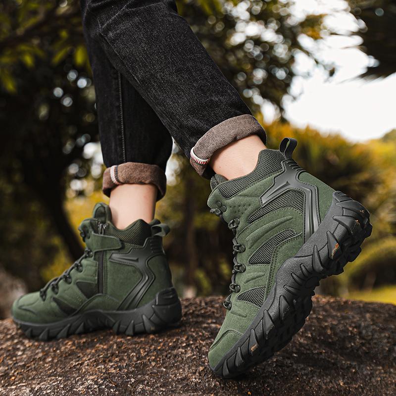 Men's all-season high-top wide fit Outdoor boots, lightweight and breathable anti-skid mountaineering shoes,Hiking boots, desert boots, work boots, suitable for jungle exploration, rock climbing, daily travel, camping, tourism, fishing and other activitie