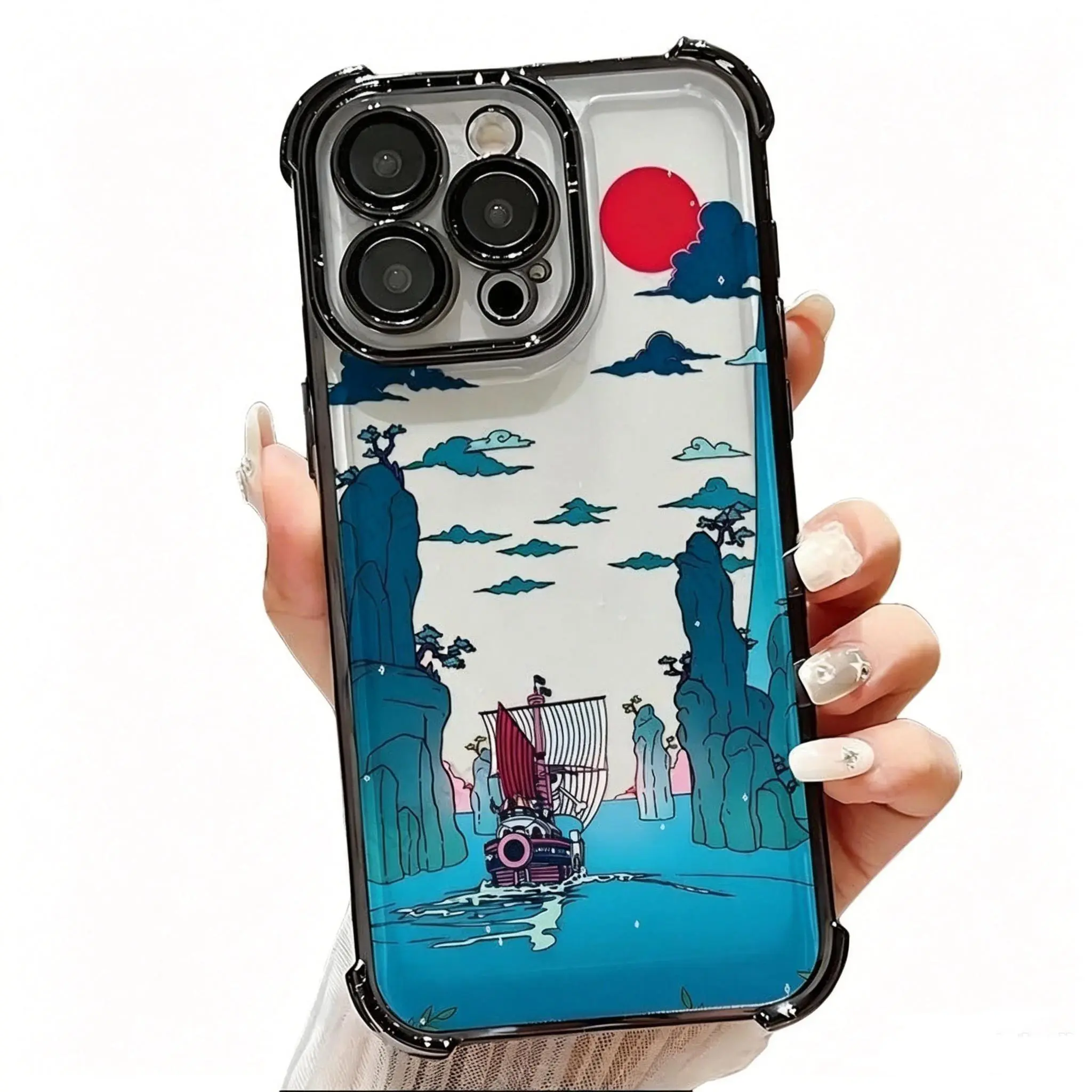 WB Anime Cartoon Adventure Sailing Ship Straw Hat Crew Thousand Sunny Phone Case Compatible with for iphone 17 Air  16 15 14 13 12 11 Pro Max X XR XS Max 8 7 Plus Samsung S21 S22 S23 S24 S25 Shockproof Transparent Soft Back Cover