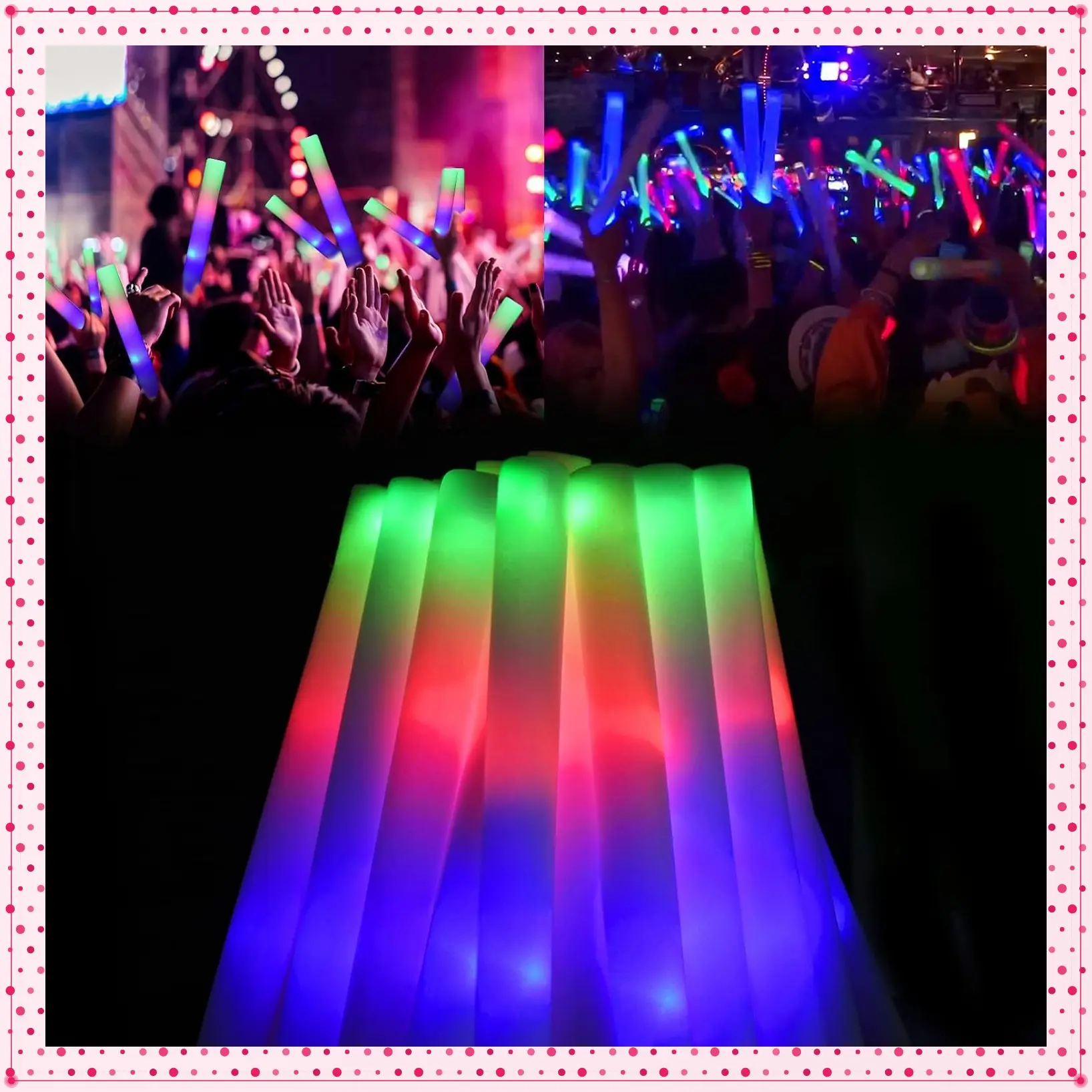 20 Pack LED Foam Glow Sticks with 3 Modes Flashing Light Party DJ Wands for Festivals, Raves, Concerts, HalloweenGift