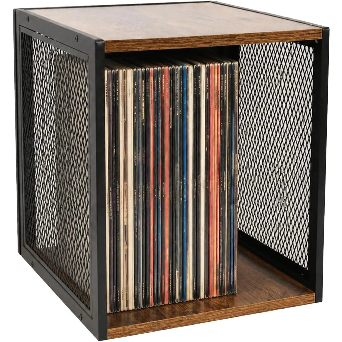 Stackable Vinyl Record Storage, Cube Record Crate Box for Albums | Holds 50-60 Records, Supports up to 110 lb for Stable Stacking, Versatile Storage for Vinyl Record, Book, Magazine & Toy