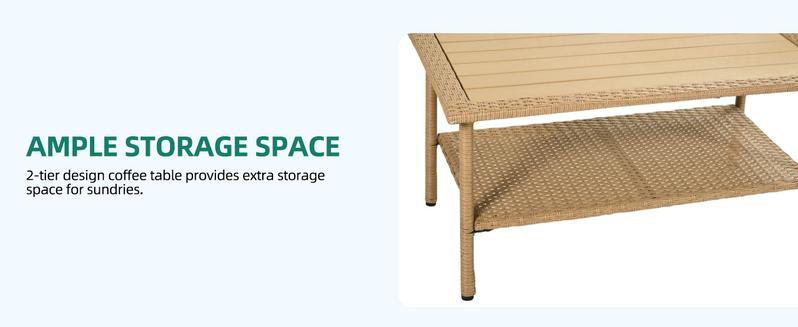 Yitahome 2 Pieces Patio Furniture Set, All-Weather Wicker Loveseat with Thick Cushions & Rattan Table, Outdoor Conversation Set for Patio, Balcony, Backyard, Deck, Poolside