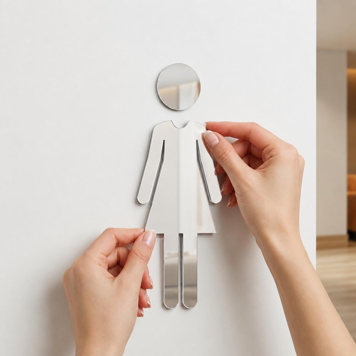 20sets Acrylic Mirror Wall Stickers, Men Women Restroom Signage, Toilet Guide Signs, Public Bathroom Indicator Decals for Hotel Restaurant Dorm, Home Wall Decor, Decorative
