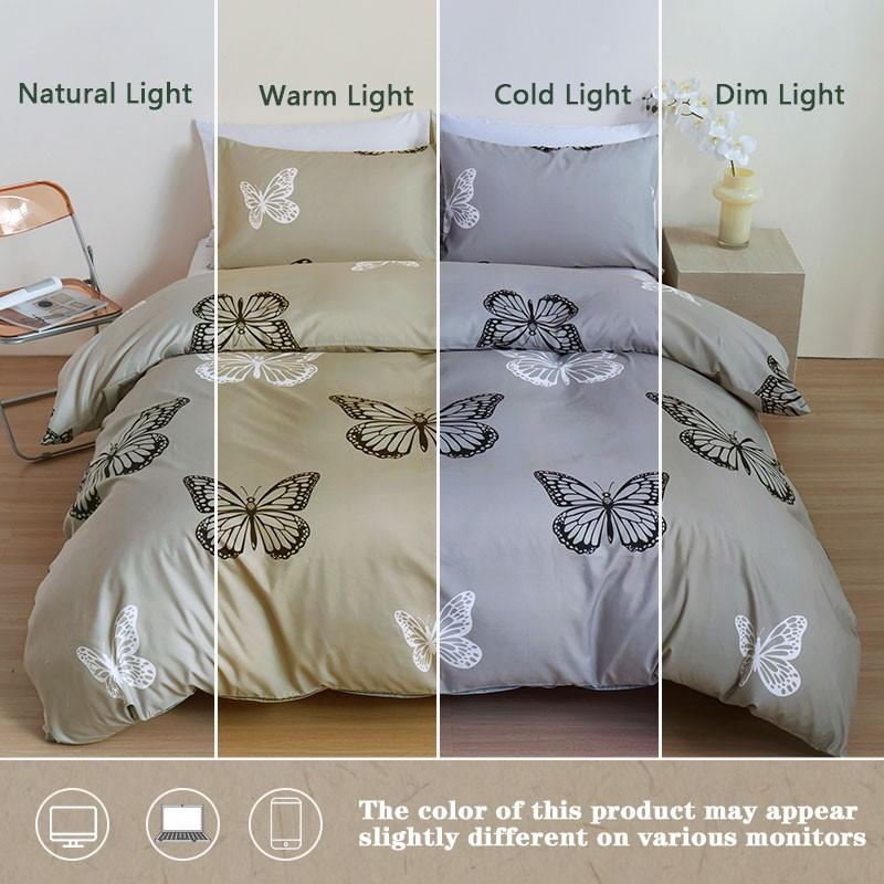 Black & Gray Butterfly Style, 3-Piece Duvet Cover Set, including 1 duvet cover + 2 pillowcases (without inserts). Stylish, elegant, light luxury and natural style, all-season bedding set.
