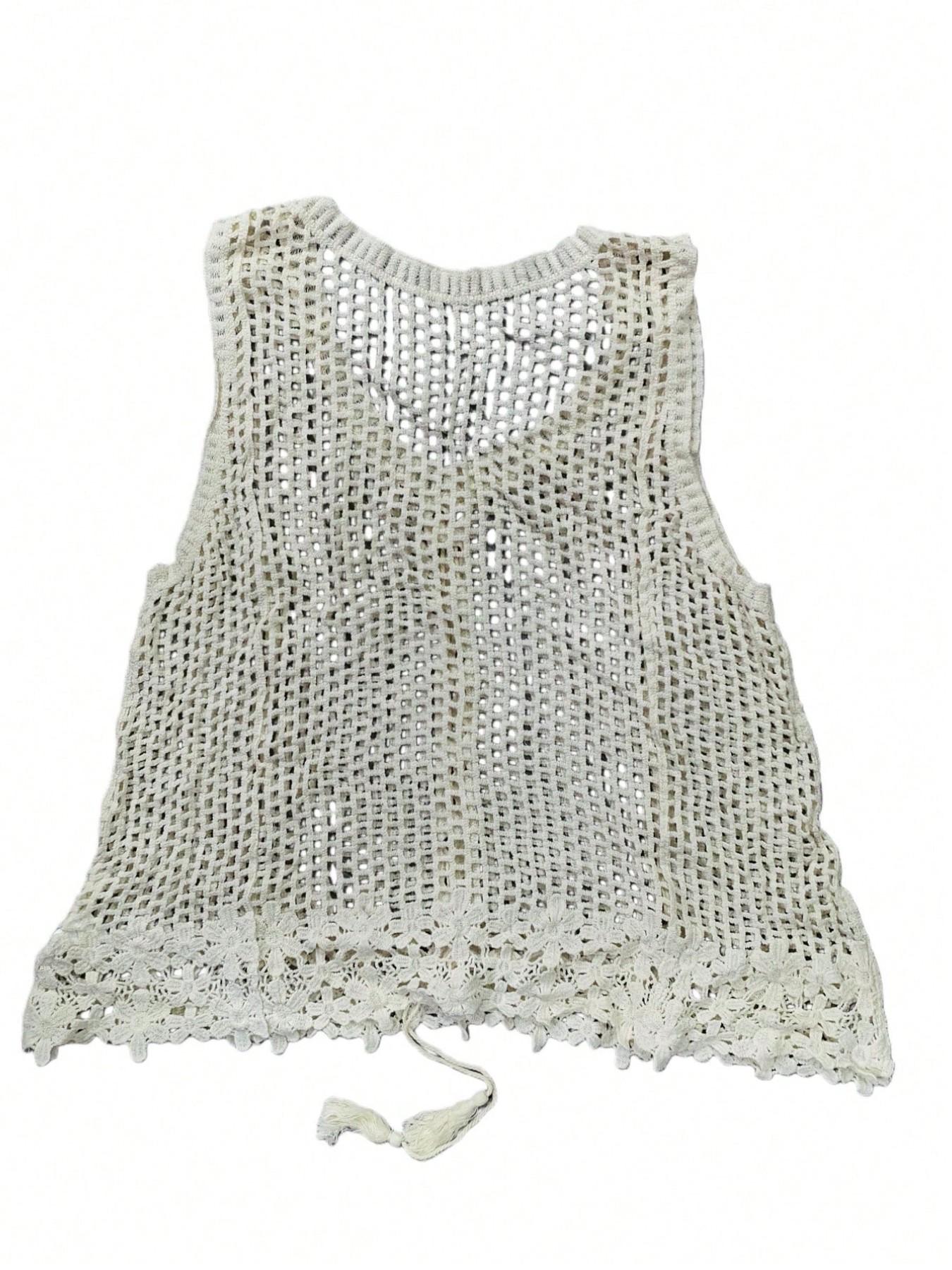 Women's Solid Color V-Neck Cut Out Sleeveless Casual Knit Top, Comfortable and Stylish Pullover for Daily Wear, Perfect for Layering