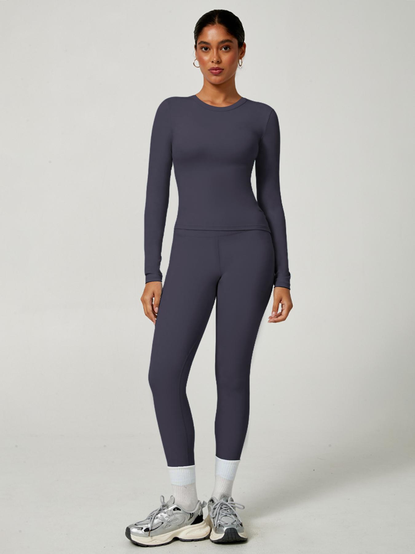 Women's Sporty Solid Color Top & Pants Set, Comfortable Tee & Slim Fit Leggings, Ideal for Daily Yoga & Fitness Activities, Skinny Sportswear