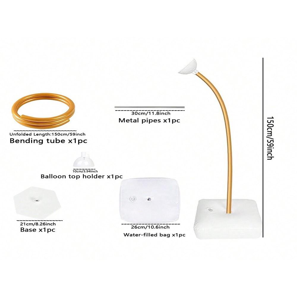 2.5m/1.5m Balloon Arch Kit, Freeform Bendable Balloon Column Stand, Half-Arch Balloon Frame with Base, Wedding Graduation Birthday Decor ( & Gold)