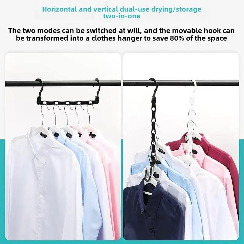 2pcs Creative Windproof Magic Clothes Hanger, Multifunctional PP Plastic Rotating Foldable Hanger, 5-Hole Storage Hook, Small Non-Slip Home Travel Hanger