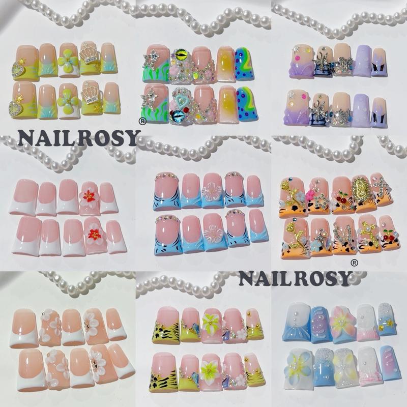 30pcs Mystery Box Handmade Press on Nails, 3D Floral Short Duck Design,Rhinestone French Shimmery Finish, Perfect for Weddings & Parties Christmas Halloween, Handmade Reusable Nails 30pcs Mystery Box Handmade Press on Nails, 3D Floral Short Duck Design,Rhinestone French Shimmery Finish, Perfect for Weddings & Parties Christmas Halloween, Handmade Reusable Nails