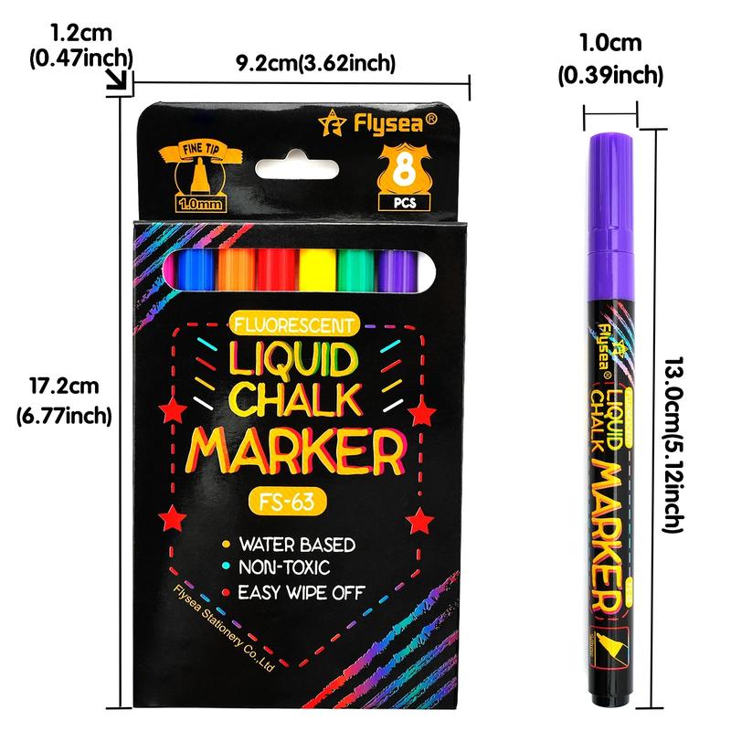 Liquid Chalk Marker, 8 Colors Luminous Pen, Led Pen, Fluorescent Luminous Pen, Advertising Pen, DIY Craft Pens, School Supplies, Coloring Markers