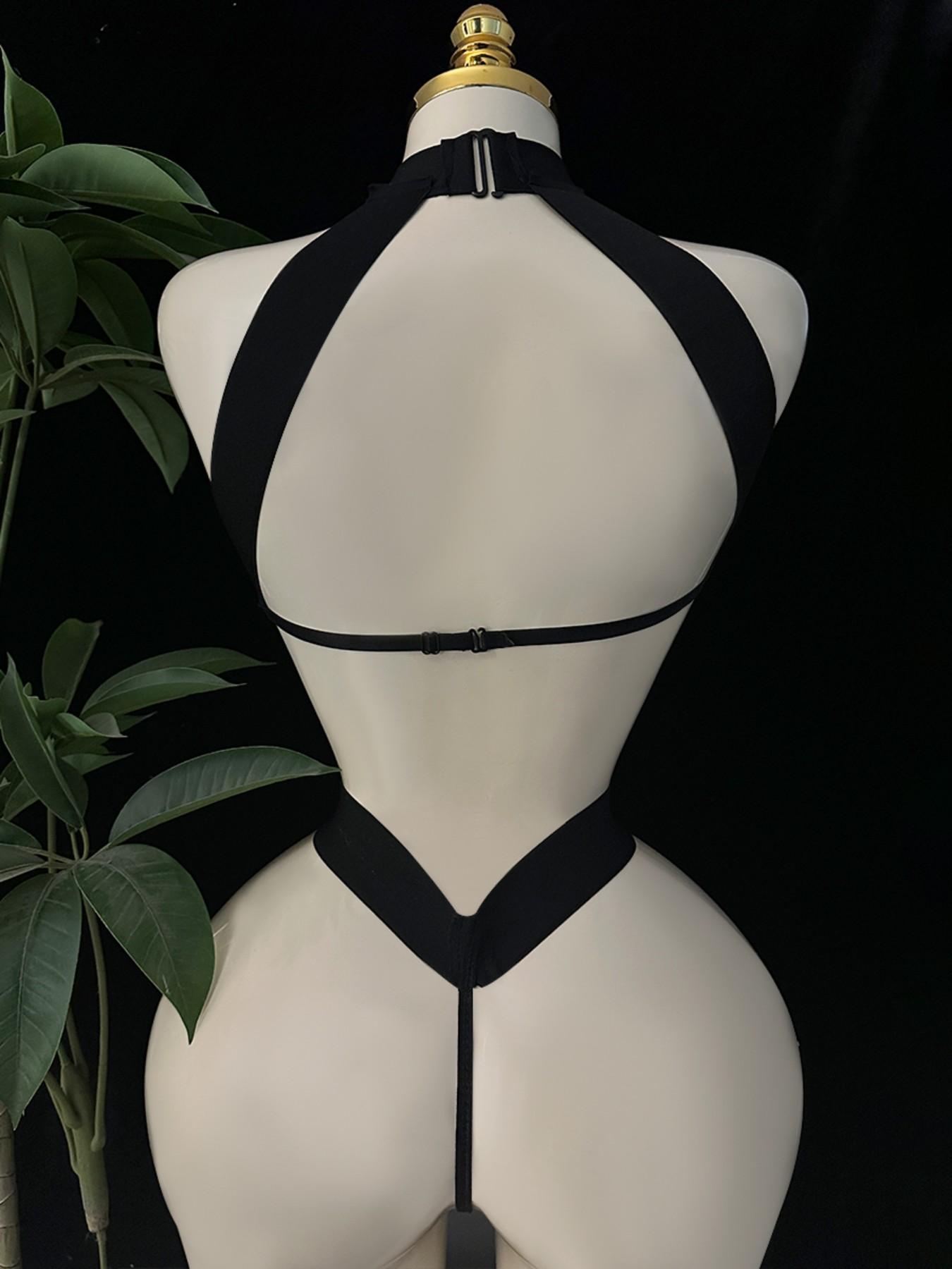 Sexy One-Piece Bodysuit, Steel Support, Small Chest, Waist Cinching, Tight Stockings, Hollow Out Design, Slim Women's Underwear