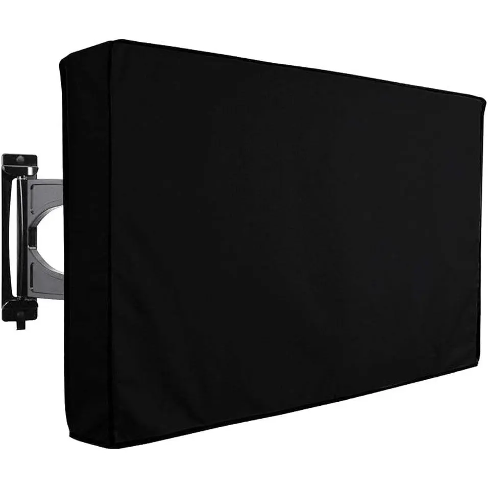 Outdoor TV Cover Heavy duty Waterproof TV Cover Box Black with Bottom Seal Heat Resistant Weatherproof Dustproof Anti UV Outside Television Protector (22-24in)
