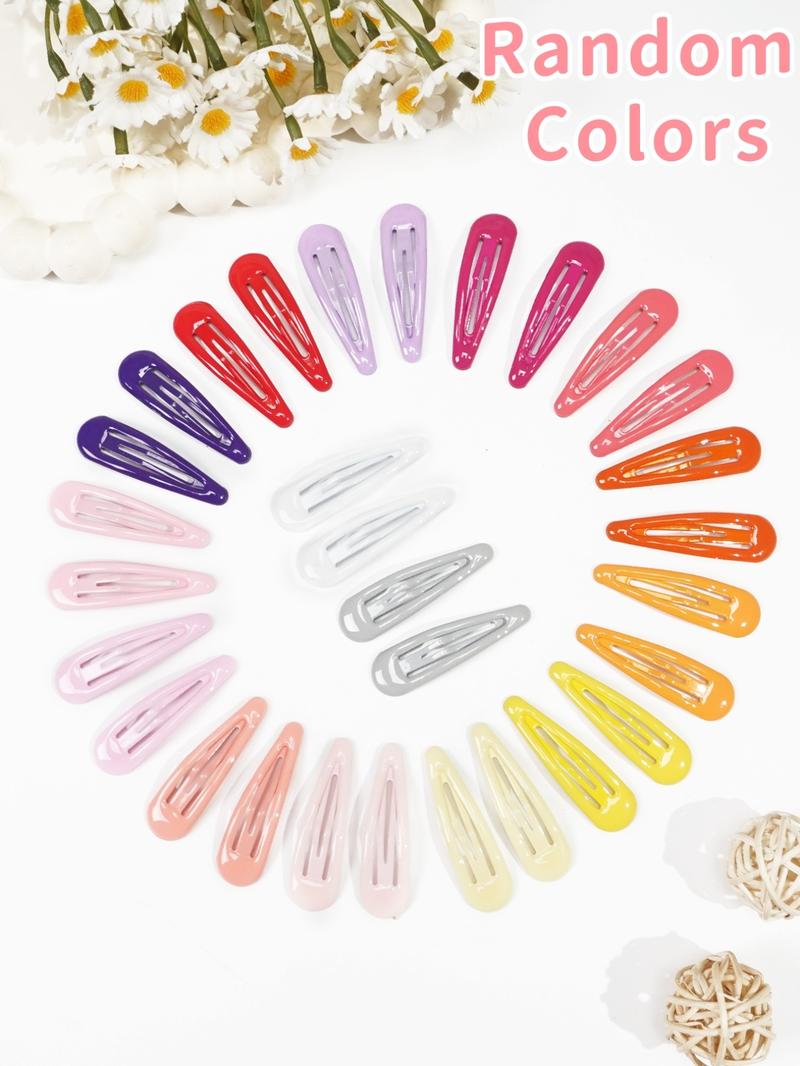50PCS Metal Snap Hair Clips in Random Rainbow Colors, Bulk Barrettes Set for Girls Kids Toddlers, No-Slip Candy Color Hair Accessories for School