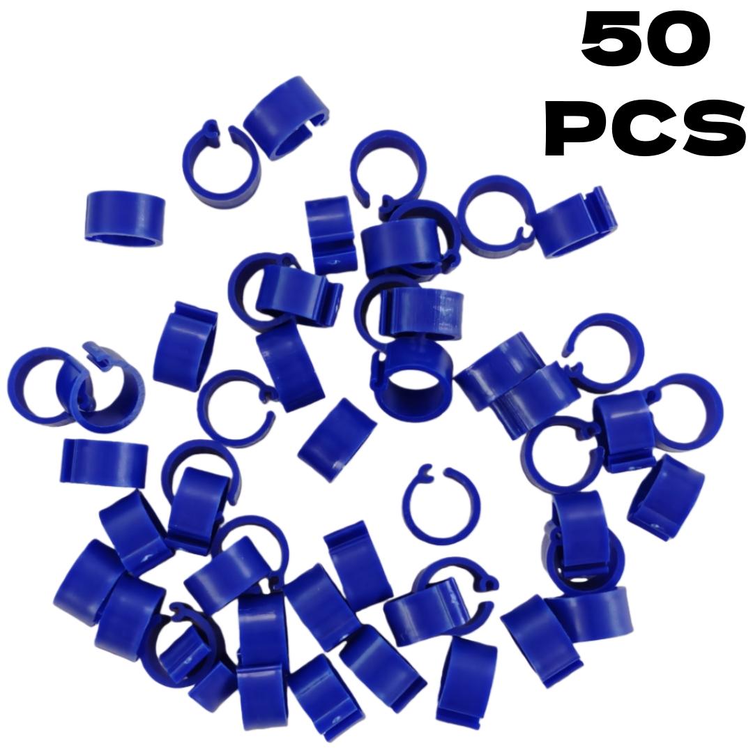 Colorful Parrot Pigeon Foot Rings Set of 50, No-Word Identifier Bands, Bird Training Tools, Plastic Anti-Drop Feet Clips, Pet Bird Accessories