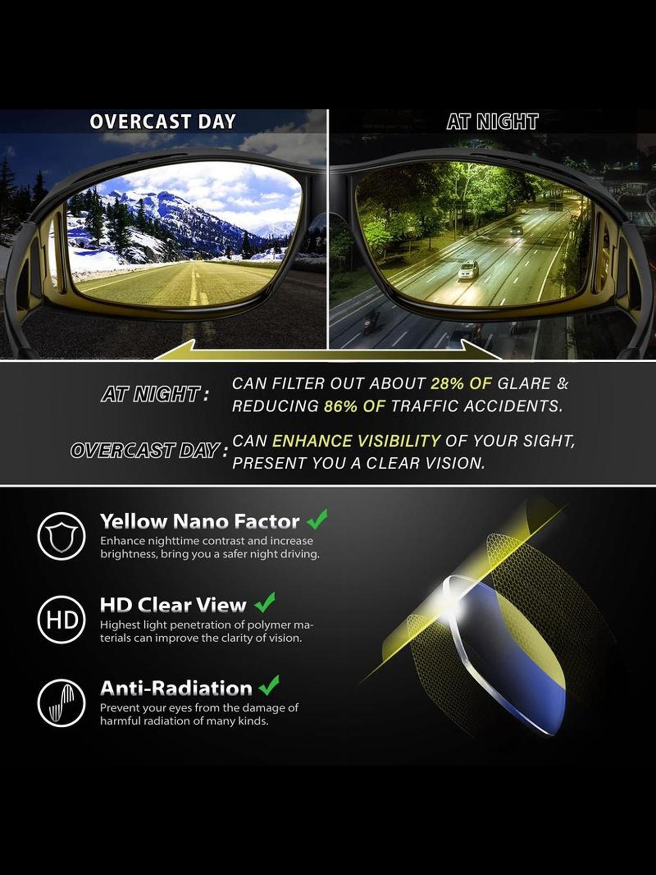 Unisex Night Vision Driving Glasses, Trendy Casual Glasses for Everyday Use, Fashion Accessories for Outdoor Activities